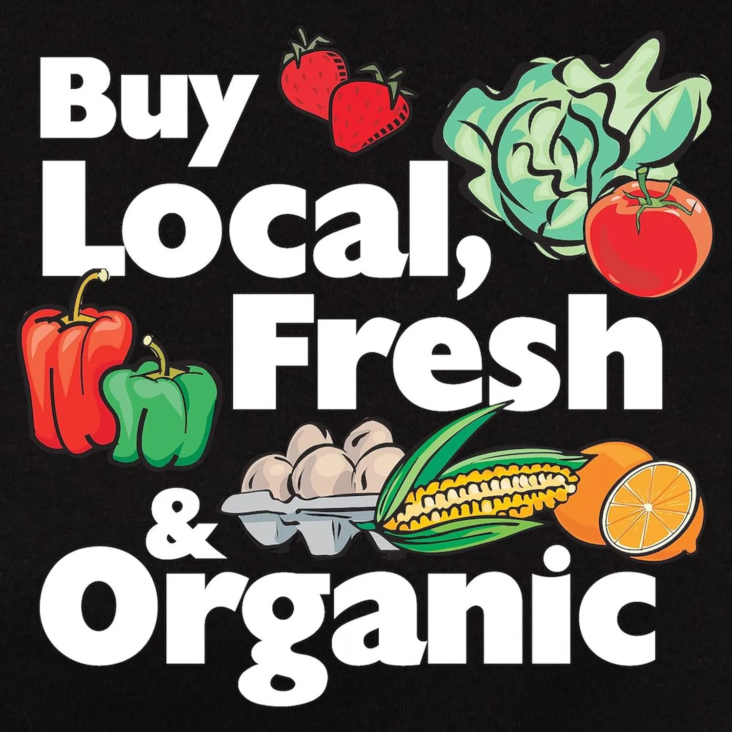 CafePress Buy Local Fresh & Organic Women's Dark T Shirt Womens Cotton Dark T-Shirt
