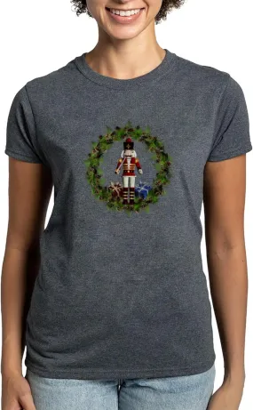 CafePress Red Nutcracker Wreath Organic T Shirt Womens Cotton Dark T-Shirt
