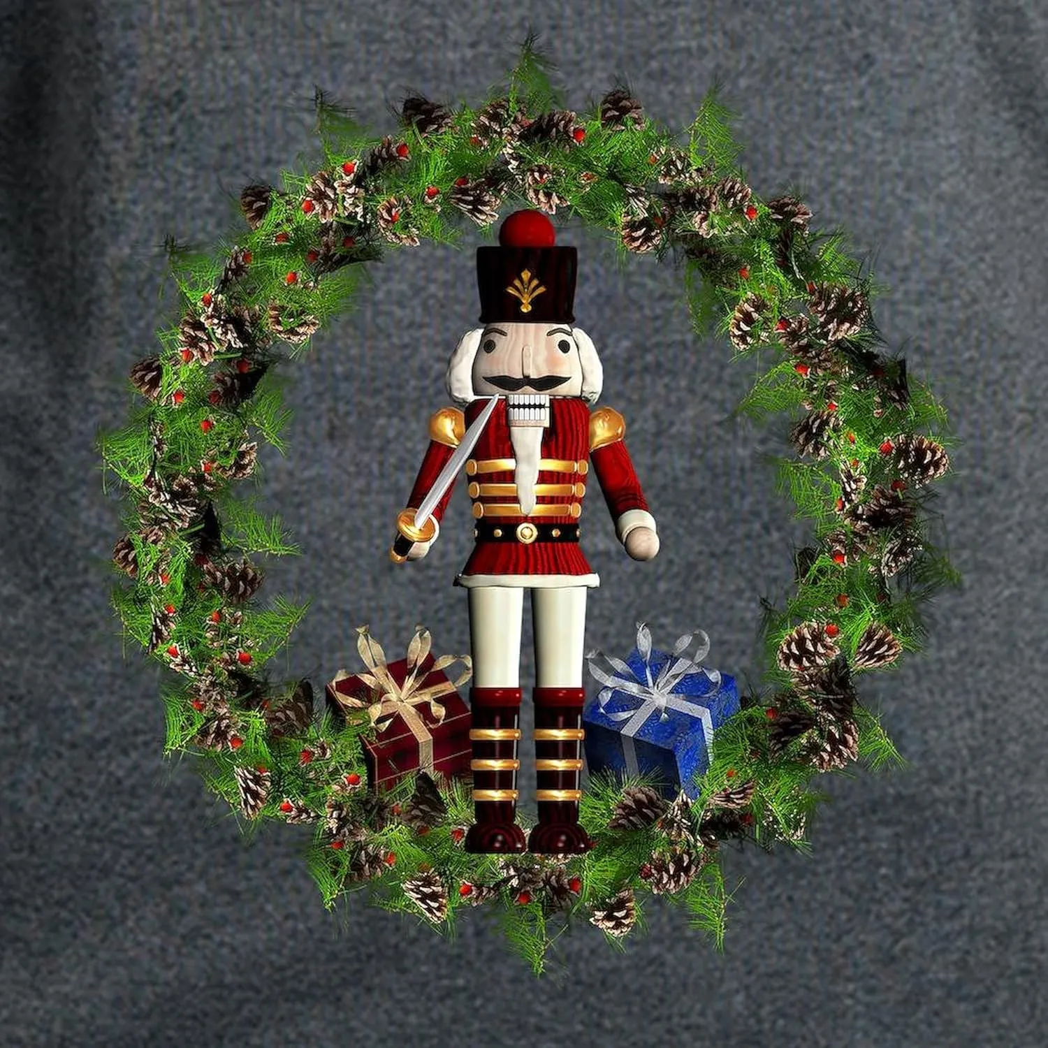CafePress Red Nutcracker Wreath Organic T Shirt Womens Cotton Dark T-Shirt