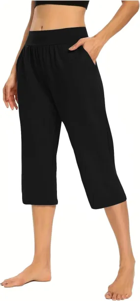 Capri Pants for Women 2025 Casual Capris Leggings Summer High Waist Wide Leg Yoga Pant with Pockets Lounge Wear