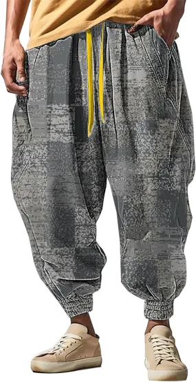 Casual Elastic Waist Lightweight Trouser Casual Sweatpants Elastic Drawstring High Waist Pants Men Harem Pants Mens