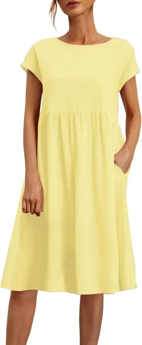 Casual Summer Dresses for Women 2025,Women's T Shirt Dress Boho Dresses Beach Vacation Plus Size Short Sleeves Dress