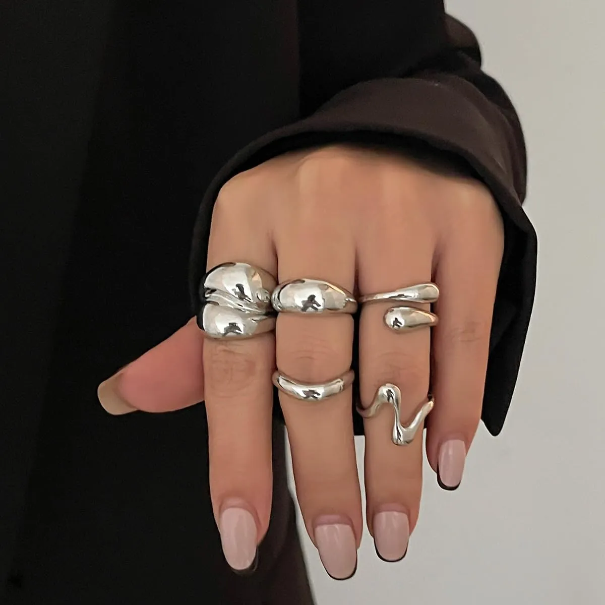 Chunky Rings for Women Silver Stacking Rings Gold Rings Set Trendy Knuckle Rings