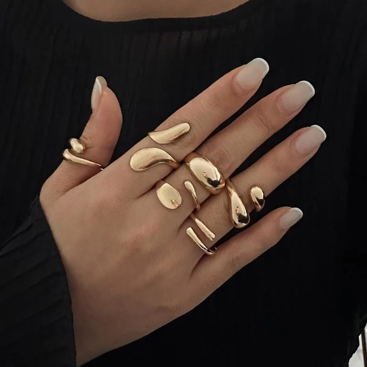 Chunky Rings for Women Silver Stacking Rings Gold Rings Set Trendy Knuckle Rings