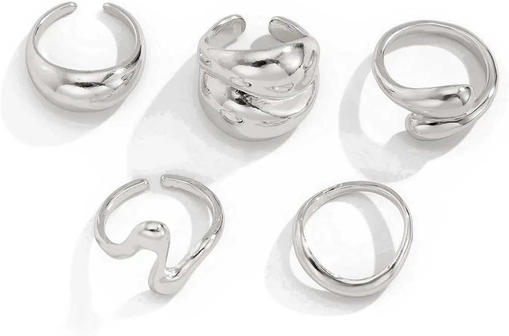 Chunky Rings for Women Silver Stacking Rings Gold Rings Set Trendy Knuckle Rings