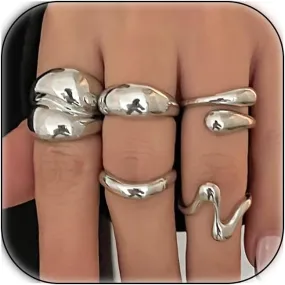 Chunky Rings for Women Silver Stacking Rings Gold Rings Set Trendy Knuckle Rings