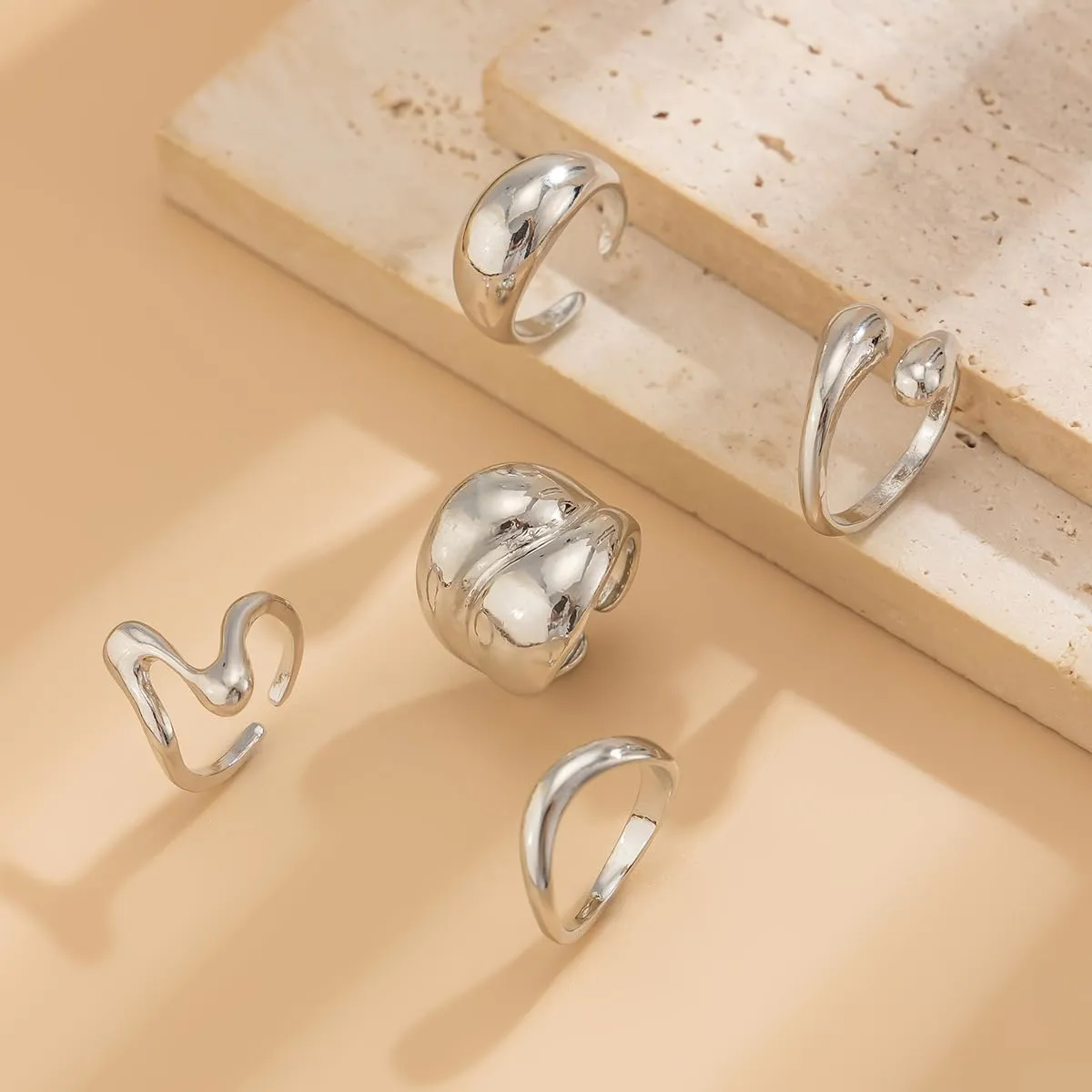 Chunky Rings for Women Silver Stacking Rings Gold Rings Set Trendy Knuckle Rings