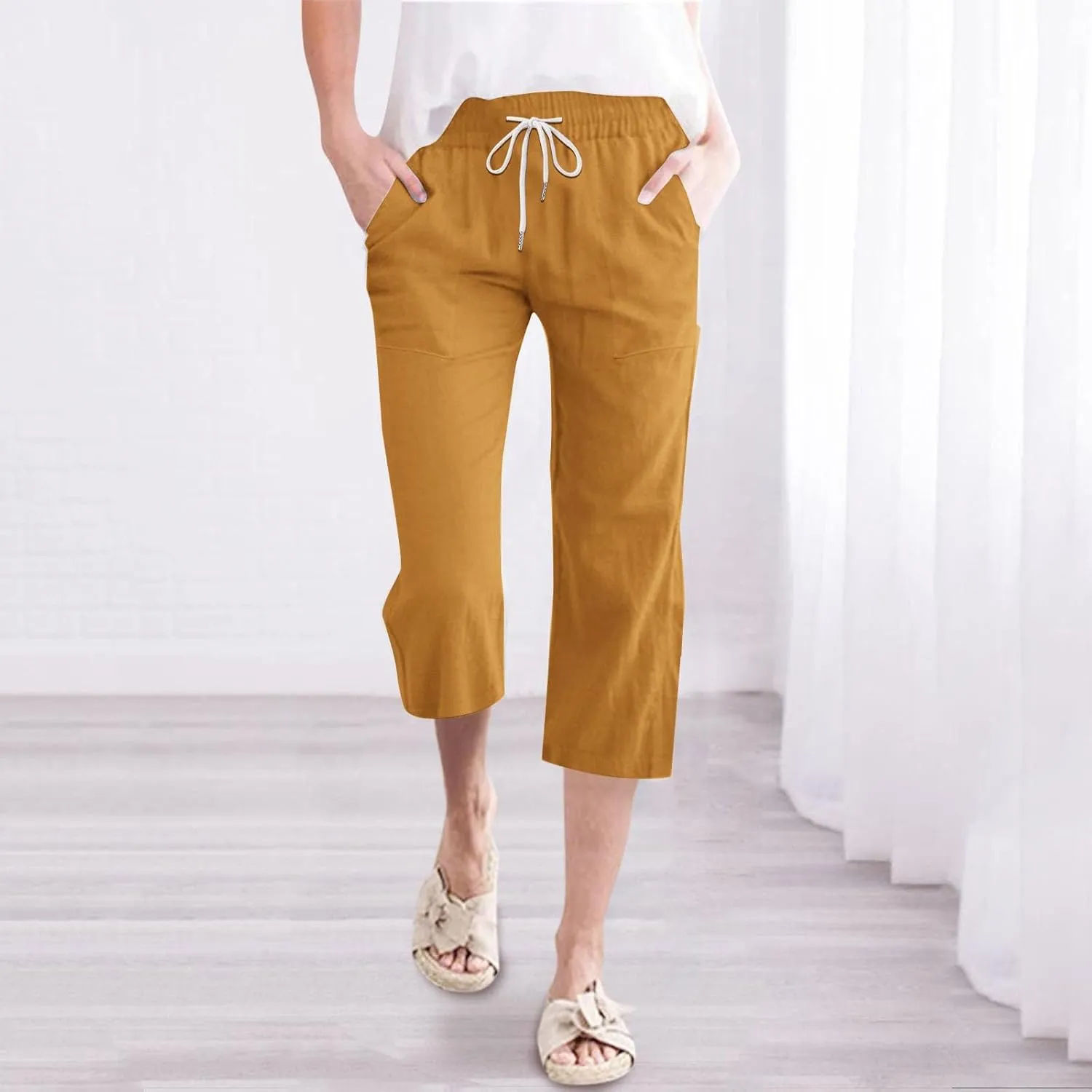 Comfortable Drawstring Pants for Women Elastic Waist Home Daily Wear Legging Office Work Regular Relax Casual Trouser