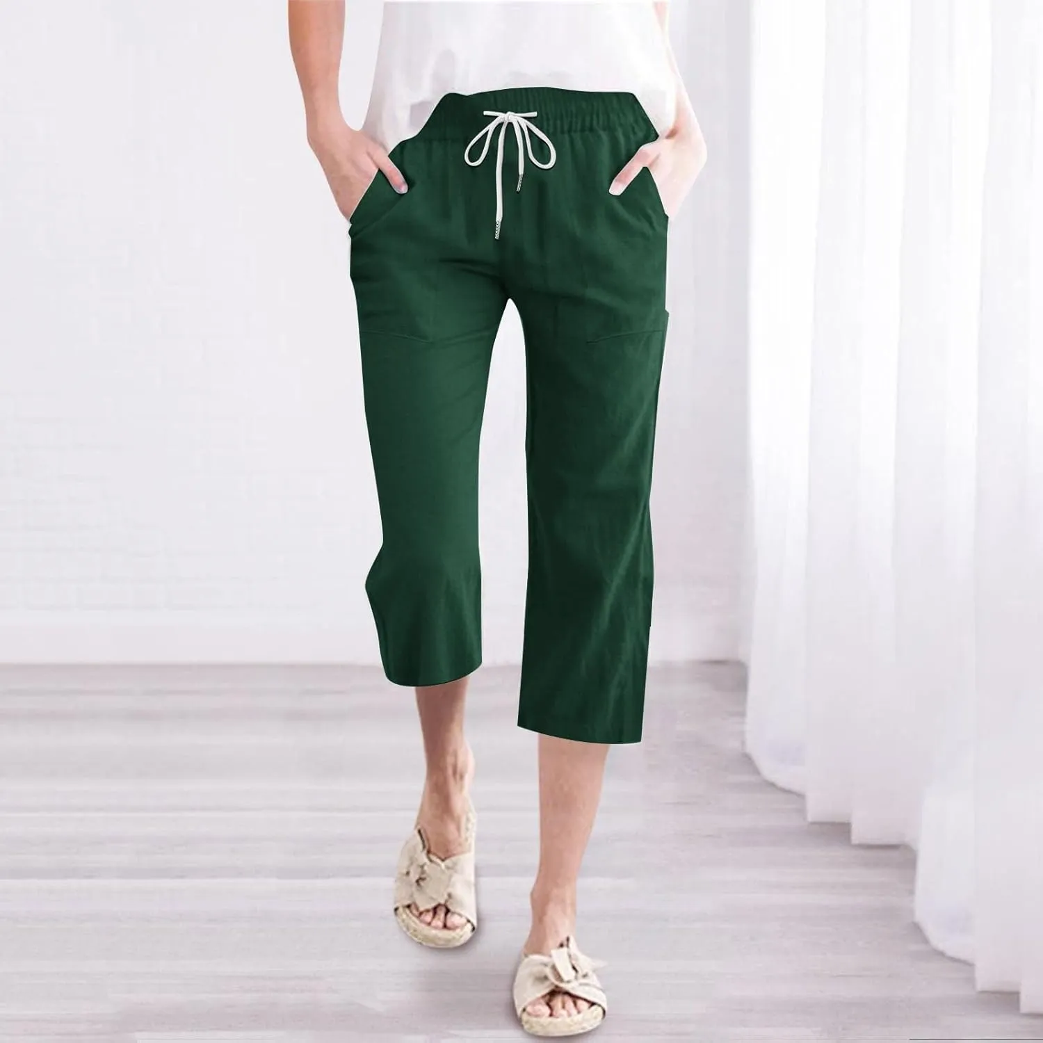 Comfortable Drawstring Pants for Women Elastic Waist Home Daily Wear Legging Office Work Regular Relax Casual Trouser