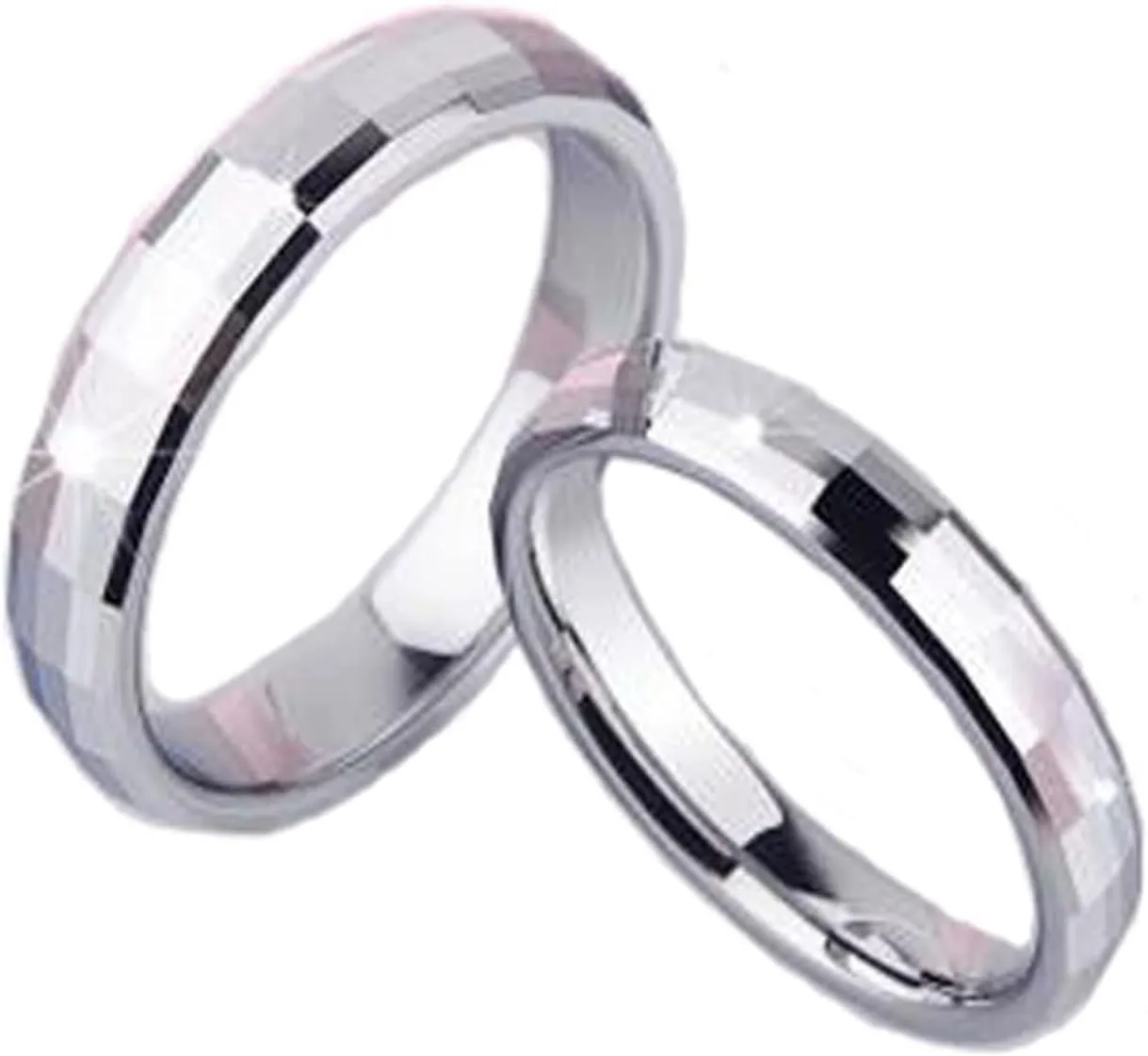 Couple Rings Silver Tungsten Rings, Couples Rings Square