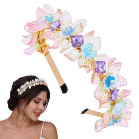 Crystal Flower Wedding Headband Gold Floar Hairband Accessories Jewelry for Women Girls