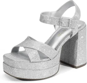 DREAM PAIRS Women's Platform Chunky Heels Square Open Toe Ankle Strap High Heeled Sandals Y2K Shoes for Party Brunch