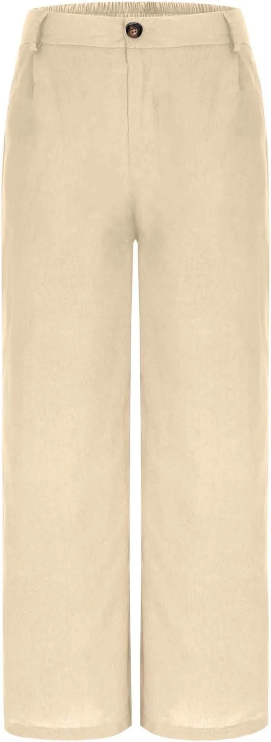 Dress Pants for Women 2025 Summer Casual Suit Pants Elastic Waist Wide Leg Trousers Button Up Zipper Wear to Work Trousers