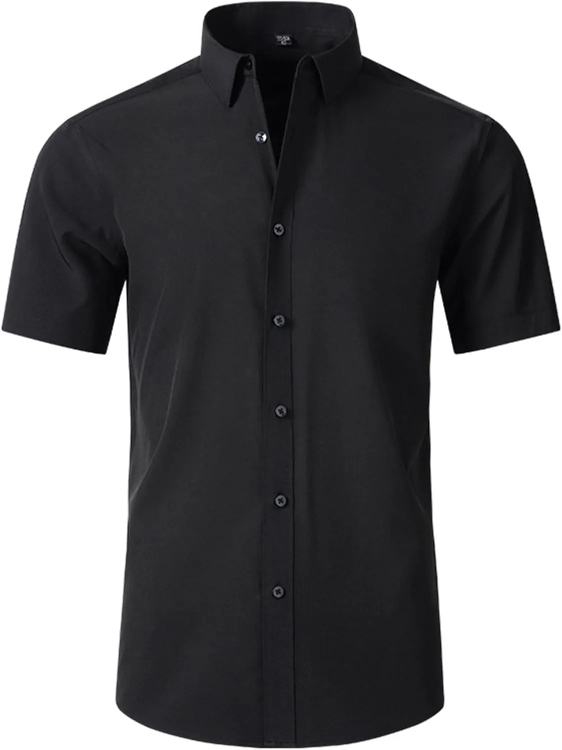 Dress Shirts for Men,Men's Summer Short Sleeve Button Down Business Work Blouses Regular Fit Wrinkle-Resistant Shirt Black, X-Small