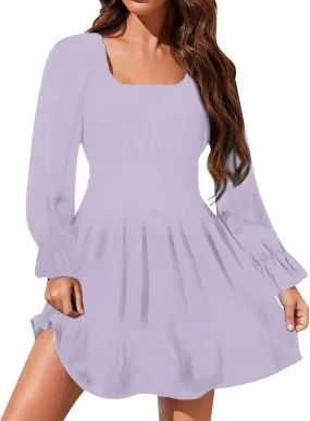 Dresses for Wedding Guest White Beach Dress for Women Summer Dresses for Women Flowy Maxi Dress Women's Long Puff Sleeve Mini Dress Hollow Out Lace V Neck a Line Ruffle Casual Holiday Party Dresses