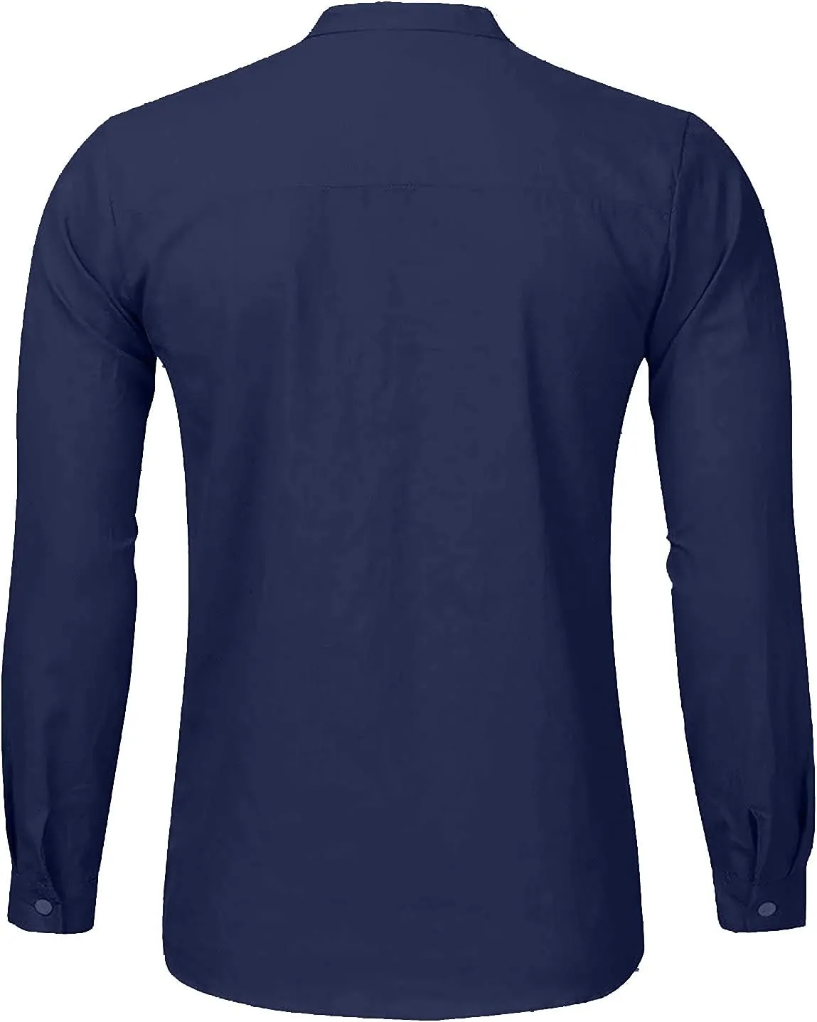 DuDubaby Running Shirt for Mens Linen Long Sleeved Casual Shirt Collarless Standing Collar Summer Top