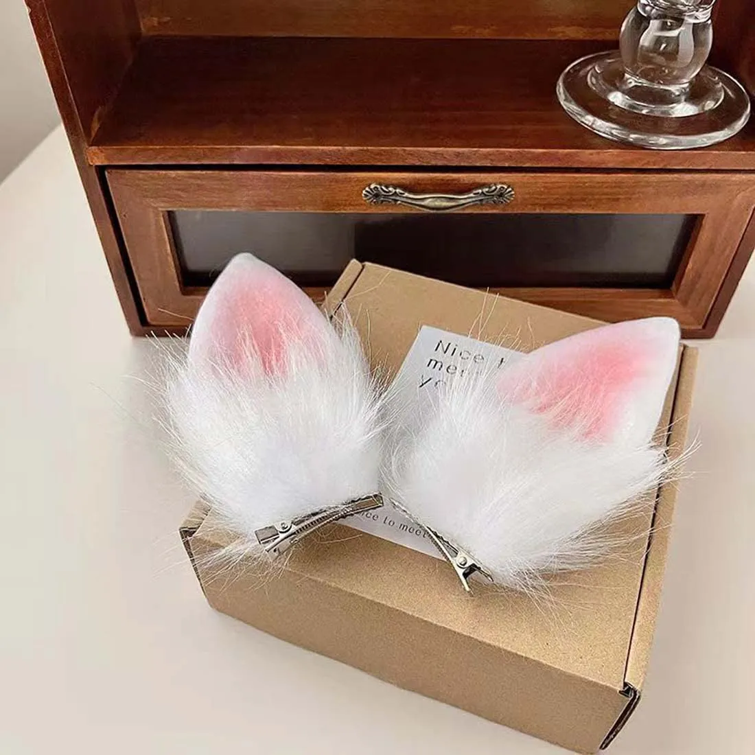 Easter Bunny Ear Hair Clip for Women Girls Men Halloween Rabbit Costume Hair Accessories 2pcs Christmas Ear Hair Clip Hairpin TSFJ37 (White)