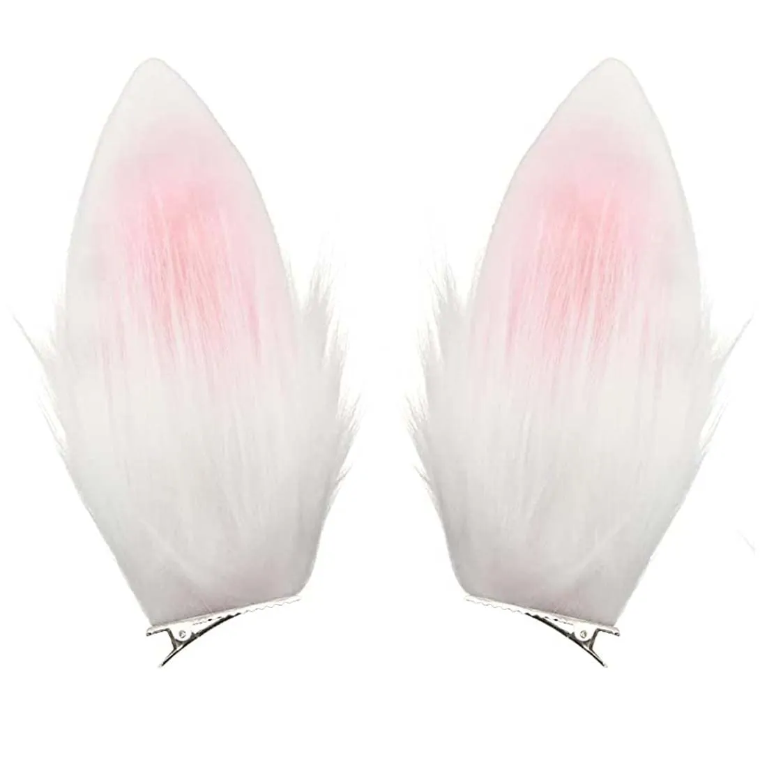 Easter Bunny Ear Hair Clip for Women Girls Men Halloween Rabbit Costume Hair Accessories 2pcs Christmas Ear Hair Clip Hairpin TSFJ37 (White)