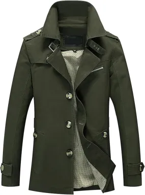 Fall Winter Long Coats for Men's Trendy Solid Windbreaker Turn-down Jacket Warm Windproof Cardigan Overwear