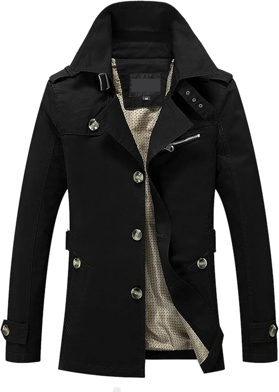 Fall Winter Long Coats for Men's Trendy Solid Windbreaker Turn-down Jacket Warm Windproof Cardigan Overwear