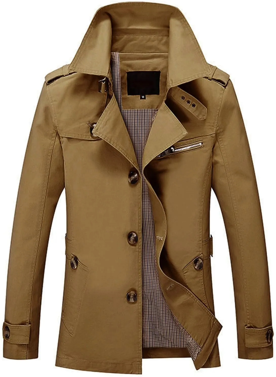 Fall Winter Long Coats for Men's Trendy Solid Windbreaker Turn-down Jacket Warm Windproof Cardigan Overwear