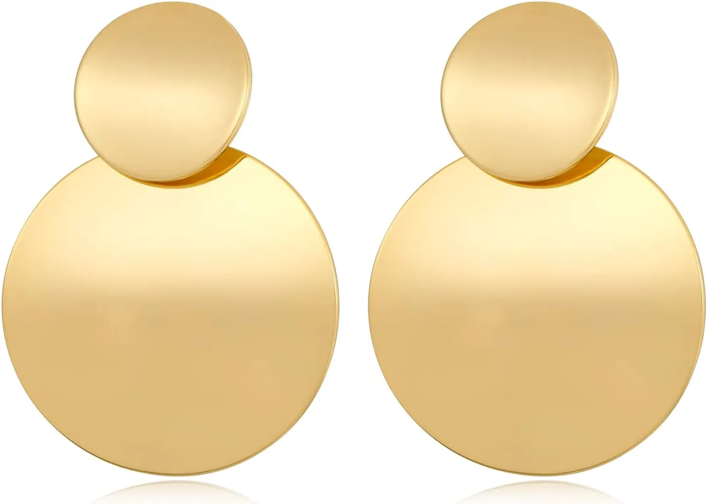 FAMARINE Gold Silver Disc Dangle Earrings for Women