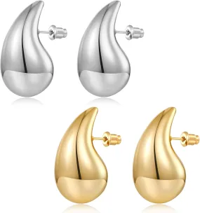 FAMARINE Gold Silver Waterdrop Earrings, Fashion Dangle Drop Earrings for Women Minimalist Earrings