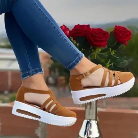 Fanyil Women's Comfy Orthotic Sandals, Fanyil Womens Sandals, Women Closed Toe Platform Wedges Slip On Walking Shoes