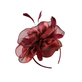 Fascinators Hat For Women Tea Party Headband Wedding Cocktail Hair Clip Headband Women Fashion (Wine, One Size)