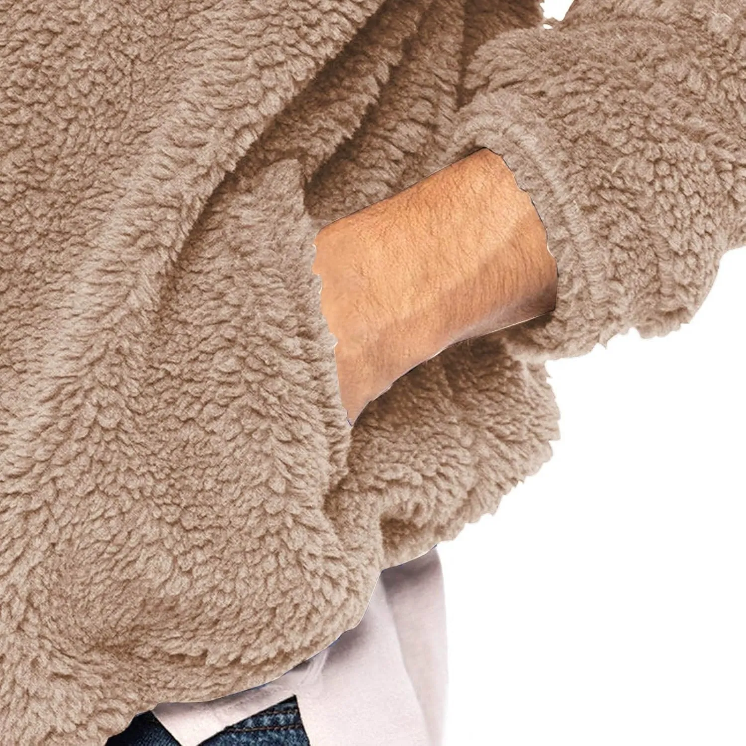 Flannel Jacket for Men Winter Outdoor Warm Fleece Coat with Hood Casual Zip Up Hoodie Plush Sherpa Sweatshirt Outwear