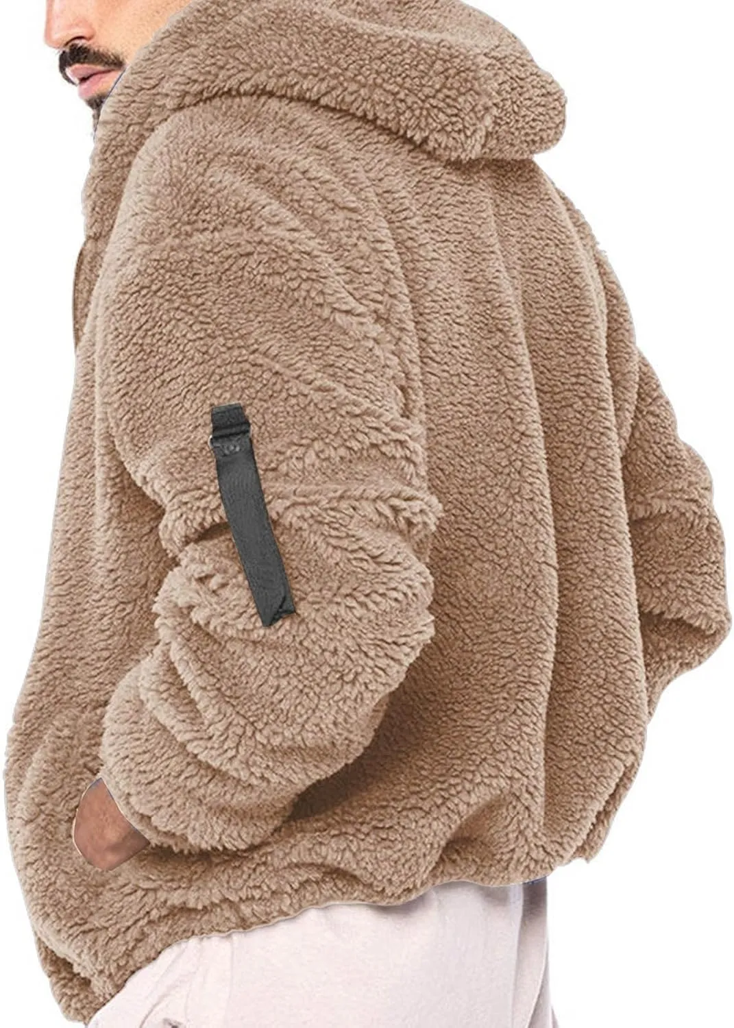 Flannel Jacket for Men Winter Outdoor Warm Fleece Coat with Hood Casual Zip Up Hoodie Plush Sherpa Sweatshirt Outwear
