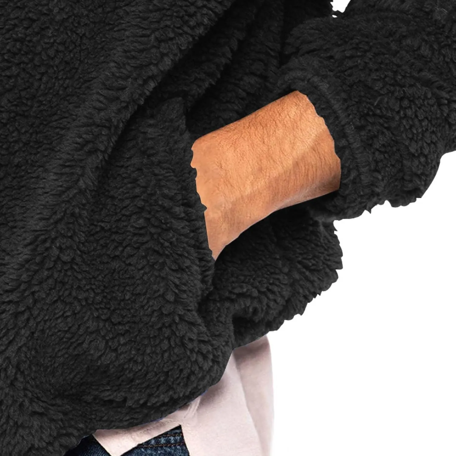 Flannel Jacket for Men Winter Outdoor Warm Fleece Coat with Hood Casual Zip Up Hoodie Plush Sherpa Sweatshirt Outwear