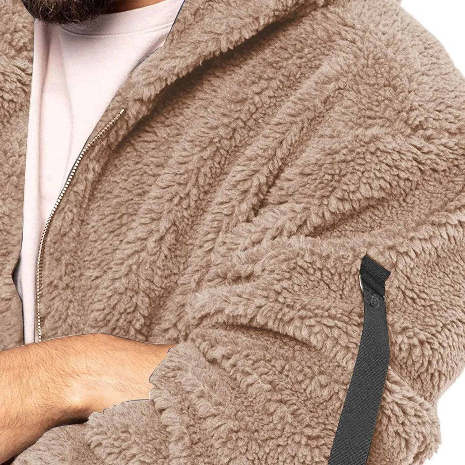 Flannel Jacket for Men Winter Outdoor Warm Fleece Coat with Hood Casual Zip Up Hoodie Plush Sherpa Sweatshirt Outwear
