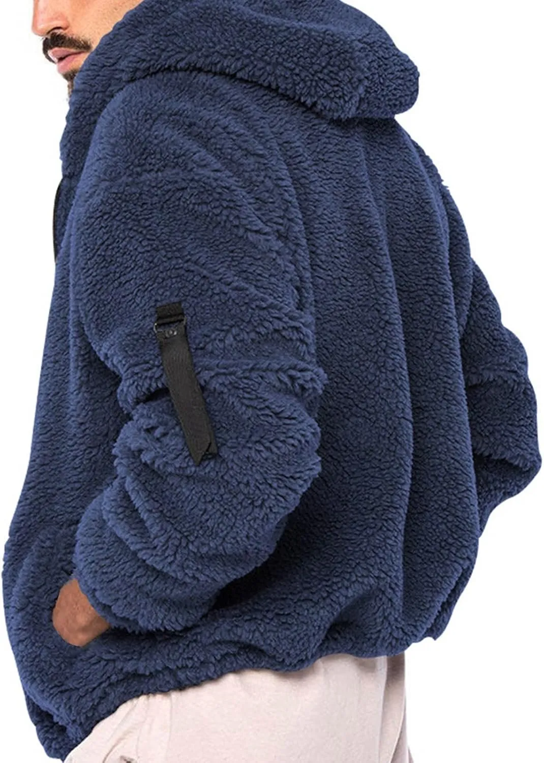 Flannel Jacket for Men Winter Outdoor Warm Fleece Coat with Hood Casual Zip Up Hoodie Plush Sherpa Sweatshirt Outwear