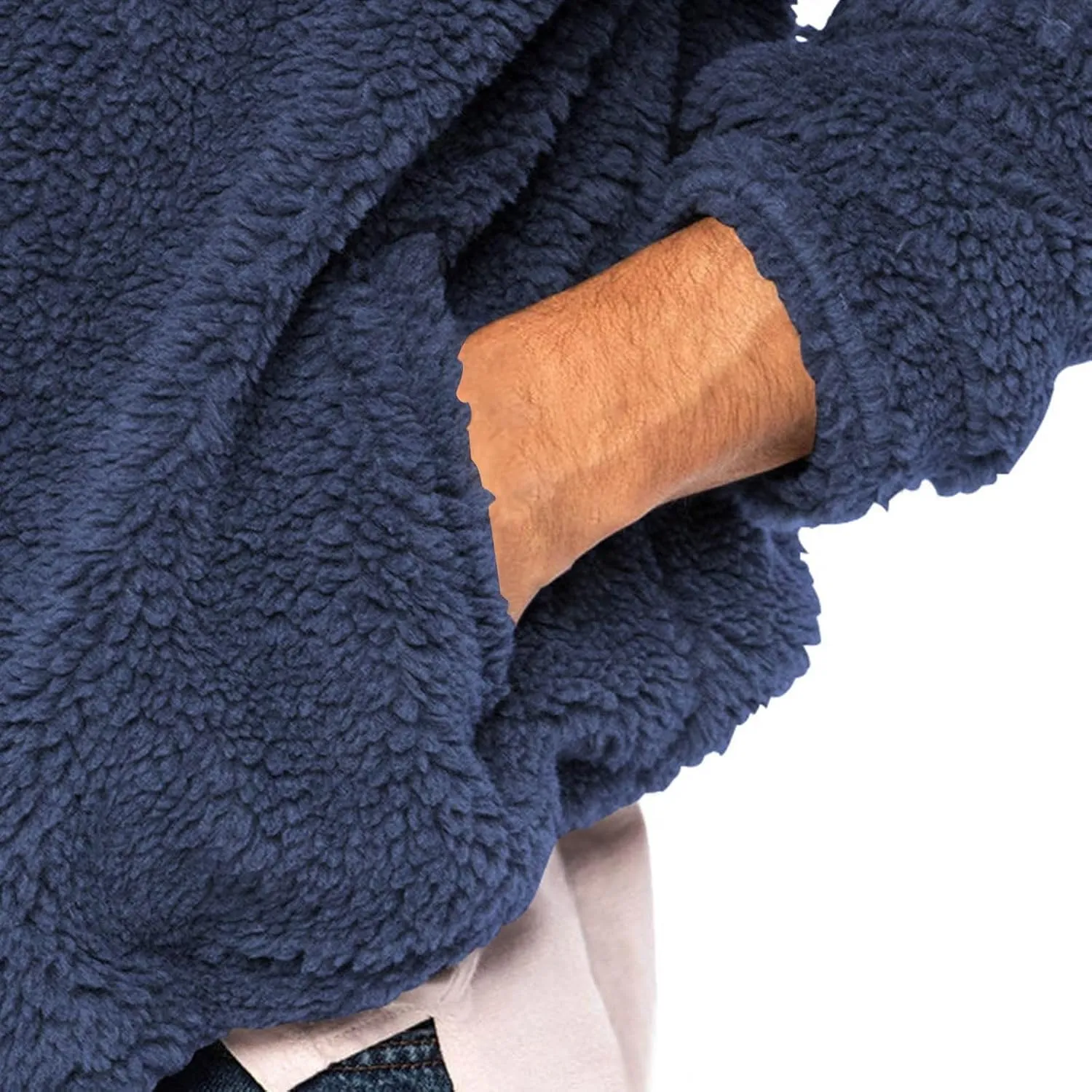 Flannel Jacket for Men Winter Outdoor Warm Fleece Coat with Hood Casual Zip Up Hoodie Plush Sherpa Sweatshirt Outwear