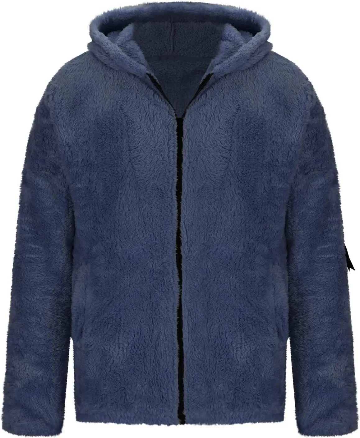 Flannel Jacket for Men Winter Outdoor Warm Fleece Coat with Hood Casual Zip Up Hoodie Plush Sherpa Sweatshirt Outwear