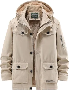 Fleece Jacket Men Winter Warm Plush Lined Sherpa Coats Casual Long Sleeve Hoodies With Pocket Solid Color Zip Outwear