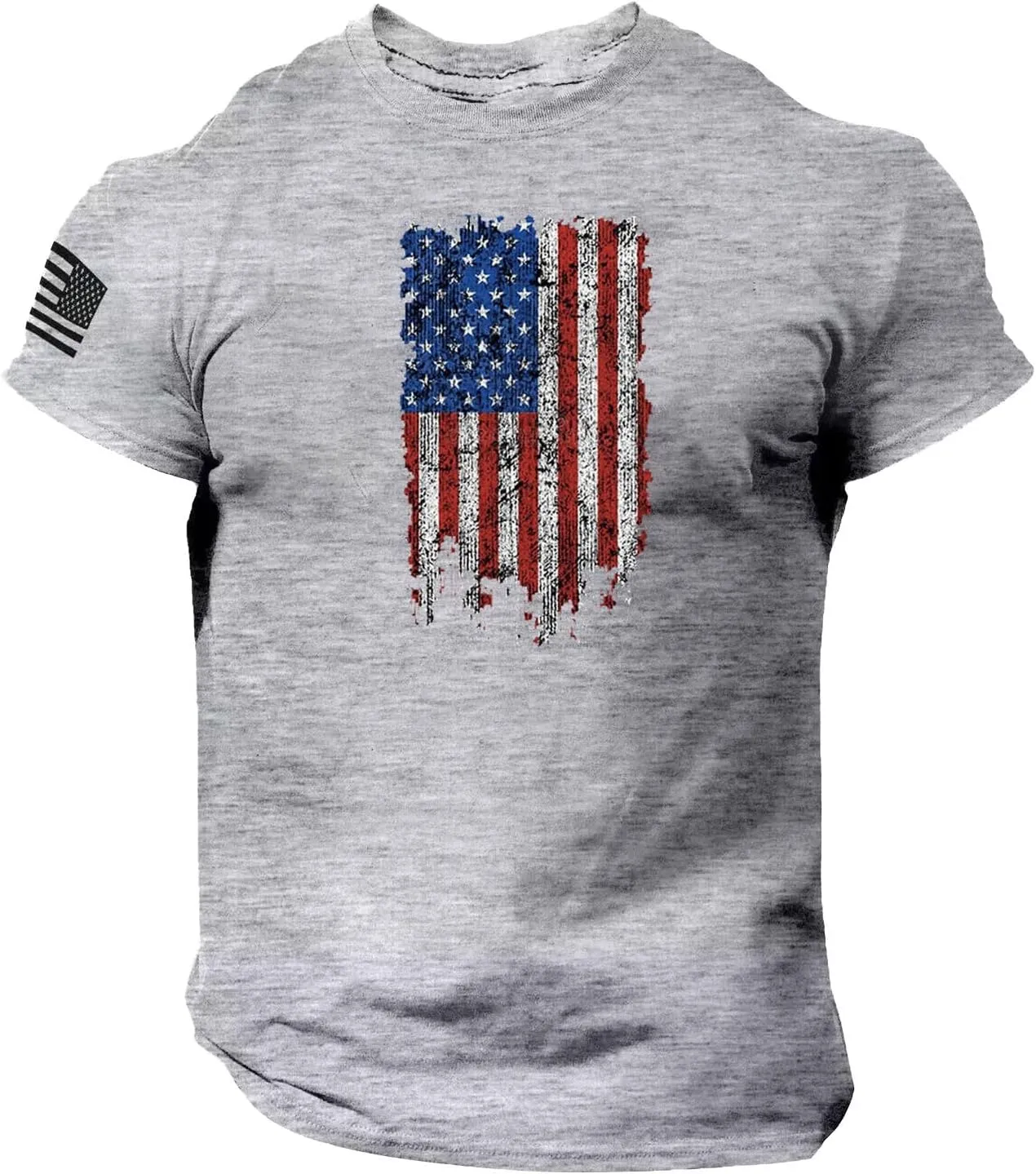 Fourth of July Men Shirt American Flag Printed T-Shirts Short Sleeve Tops Crewneck Casual Shirt Patriotic Tee Shirts