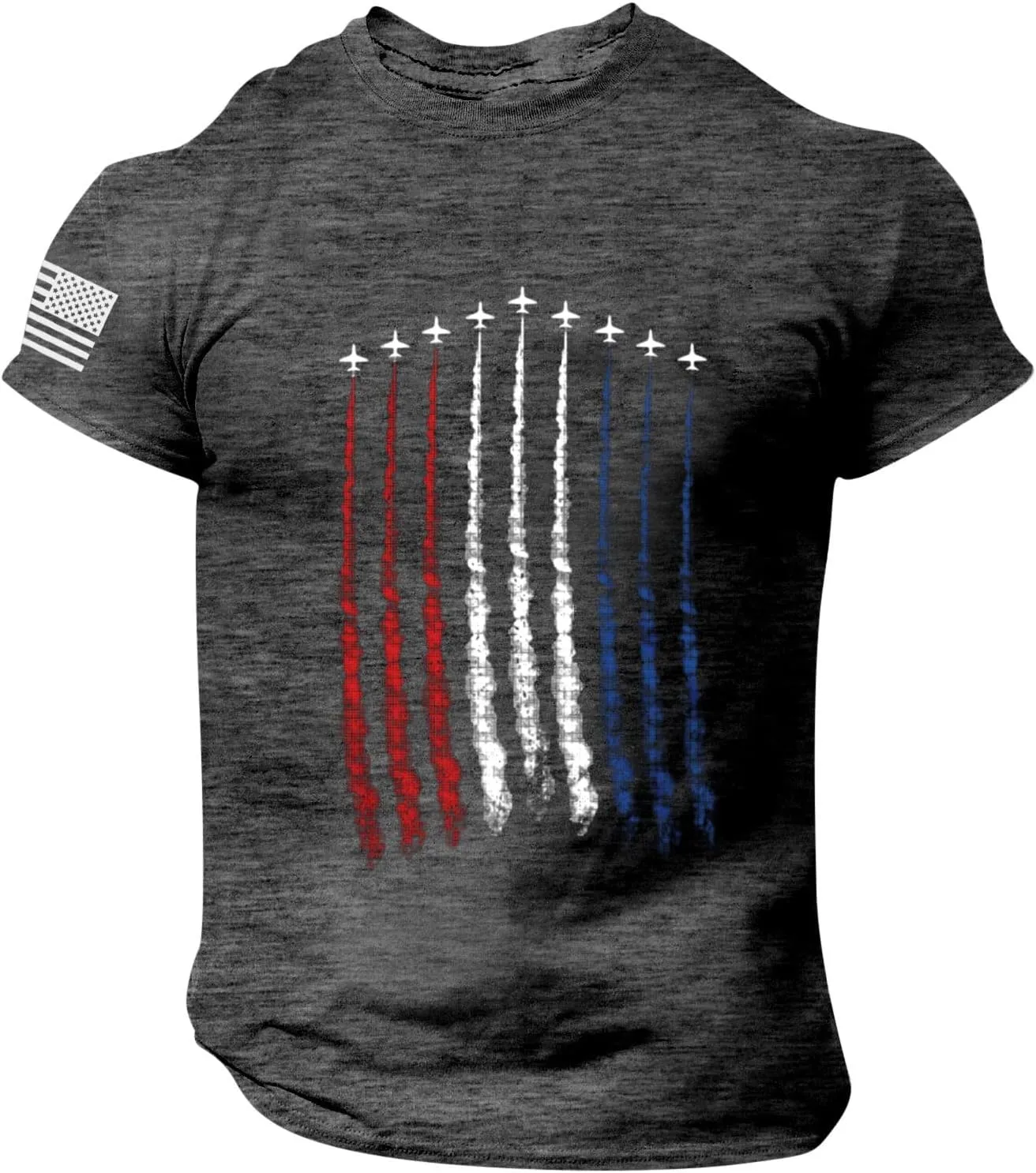 Fourth of July Men Shirt American Flag Printed T-Shirts Short Sleeve Tops Crewneck Casual Shirt Patriotic Tee Shirts