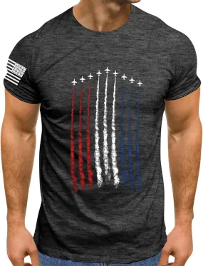 Fourth of July Men Shirt American Flag Printed T-Shirts Short Sleeve Tops Crewneck Casual Shirt Patriotic Tee Shirts