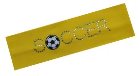 Funny Girl Designs SOCCER BALL Rhinestone Cotton Stretch Headband (Bright Yellow)