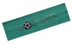 Funny Girl Designs SOCCER BALL Rhinestone Cotton Stretch Headband for Girls, Teens and Adults Soccer Team Gifts (Dark Aqua)