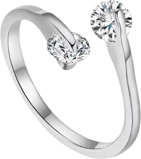 Gemstone Birthstone Ring 925 Sterling Silver Ring for Women,Stackable Dainty Cubic Zirconia Promise Ring Adjustable Wedding Band Jewelry Gifts for Her Wedding Rings for Women