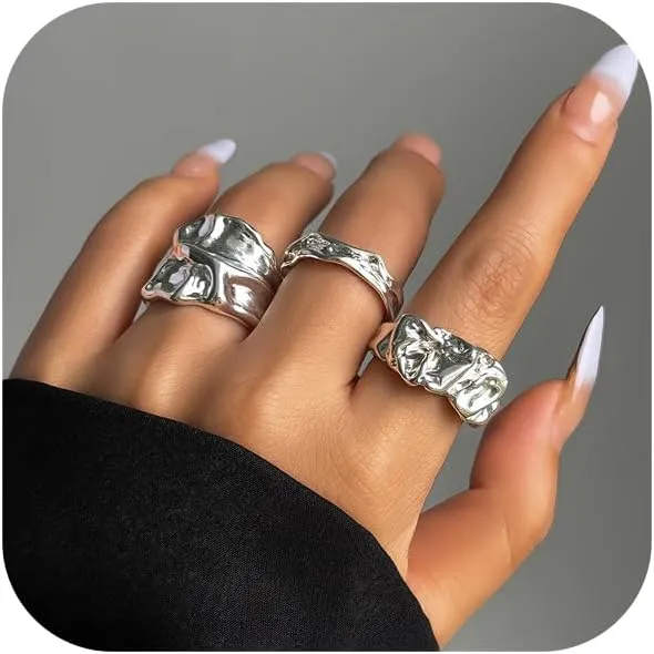 Gold Chunky Rings for Women Gold/Silver Chunky Rings Set Statement Rings Stackable Rings Set Trendy Knuckle Rings Set Rings Pack Jewelry