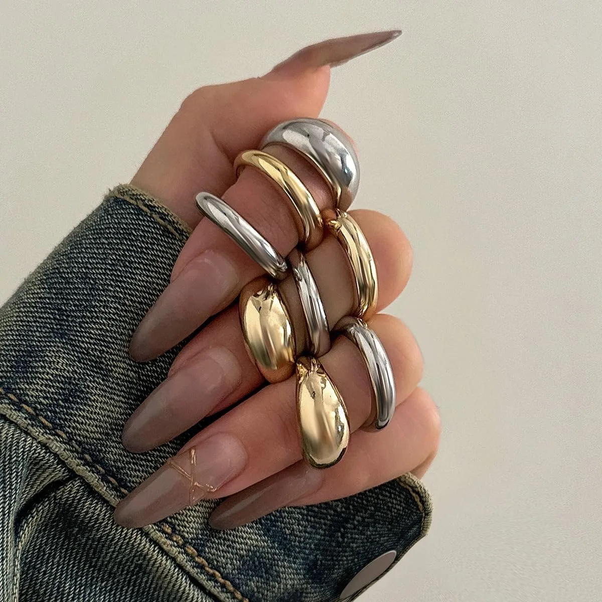 Gold Chunky Rings for Women Gold/Silver Chunky Rings Set Statement Rings Stackable Rings Set Trendy Knuckle Rings Set Rings Pack Jewelry
