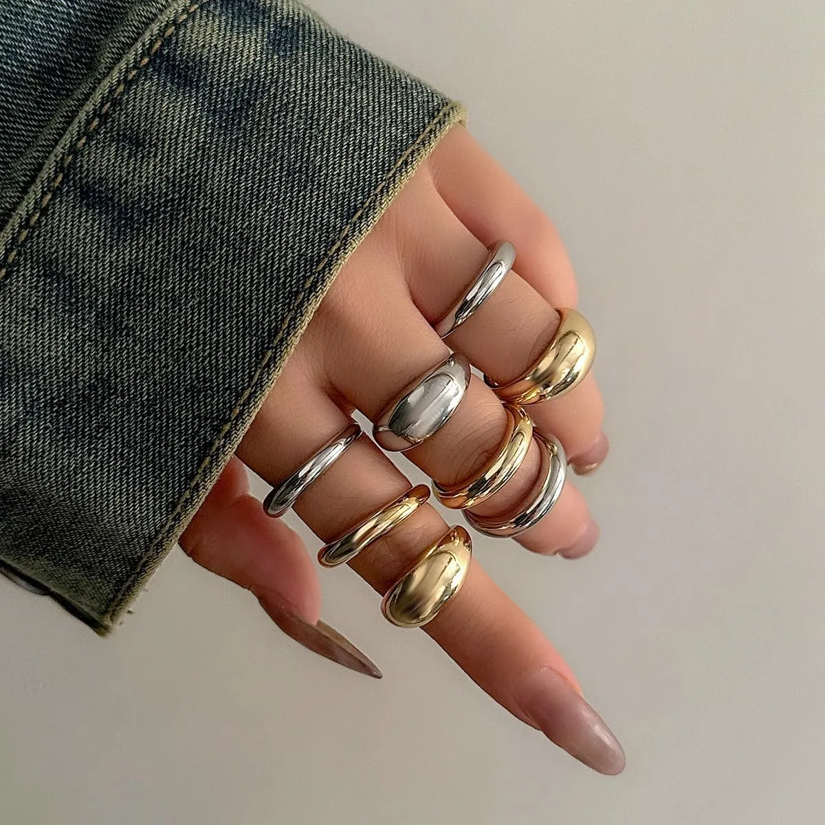 Gold Chunky Rings for Women Gold/Silver Chunky Rings Set Statement Rings Stackable Rings Set Trendy Knuckle Rings Set Rings Pack Jewelry