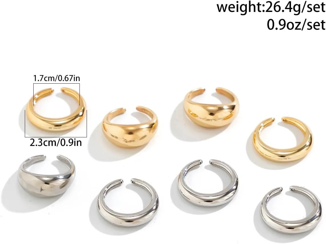 Gold Chunky Rings for Women Gold/Silver Chunky Rings Set Statement Rings Stackable Rings Set Trendy Knuckle Rings Set Rings Pack Jewelry