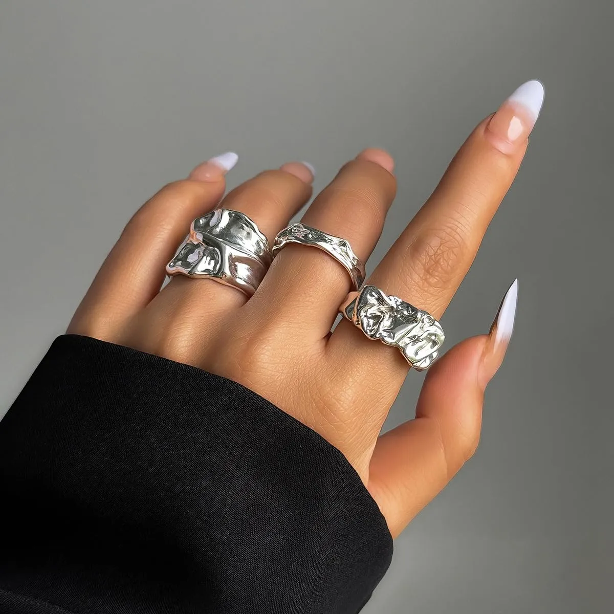 Gold Chunky Rings for Women Gold/Silver Chunky Rings Set Statement Rings Stackable Rings Set Trendy Knuckle Rings Set Rings Pack Jewelry