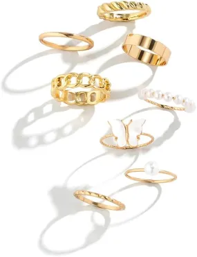 Gold Knuckle Rings Set for Women Girls Punk Hollow Rings Moon Star Rings Stacking Rings Vintage Rings SIze Mixed