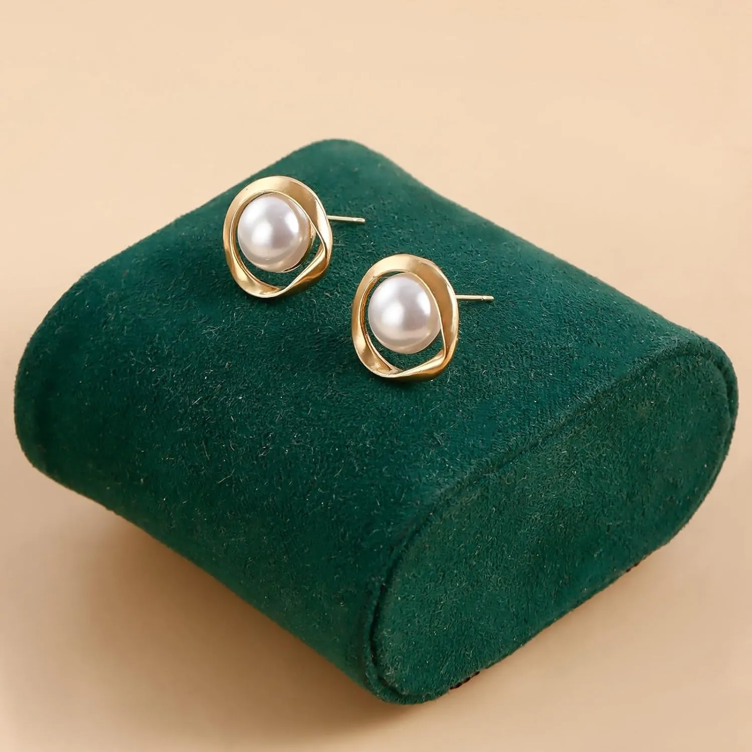 Gold Plated Pearl Stud Earrings for Women,Sterling Sliver Pearl Tiny Stud Trendy Jewelry Gifts for Birthday Xmas Mothers Day